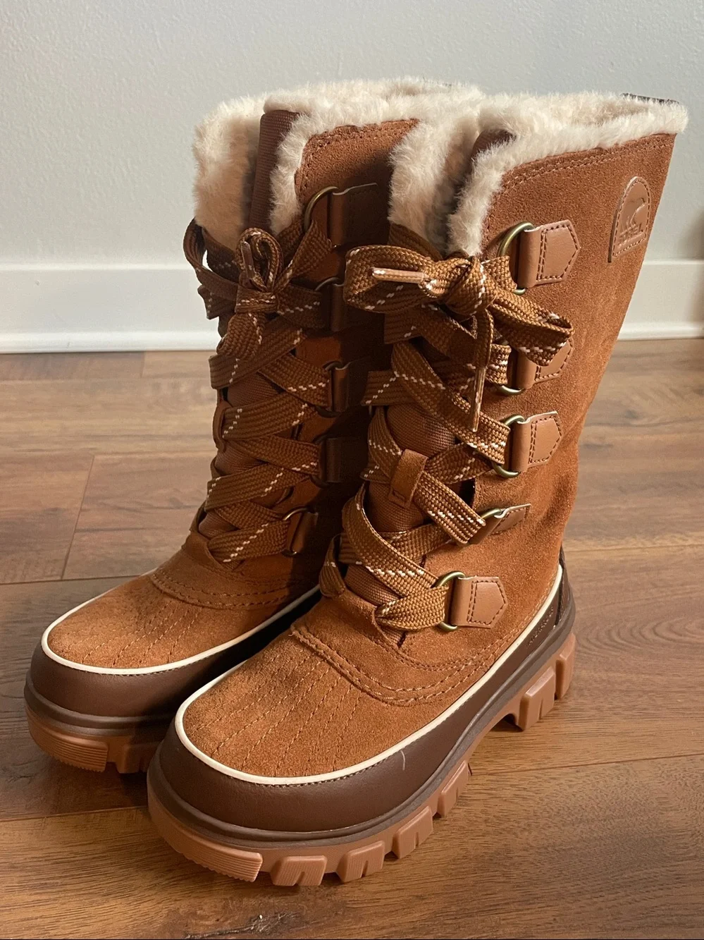 NWOT Sorel Tivoli V Faux Fur Lined Tall Waterproof Boot Tan Tobacco Size 5